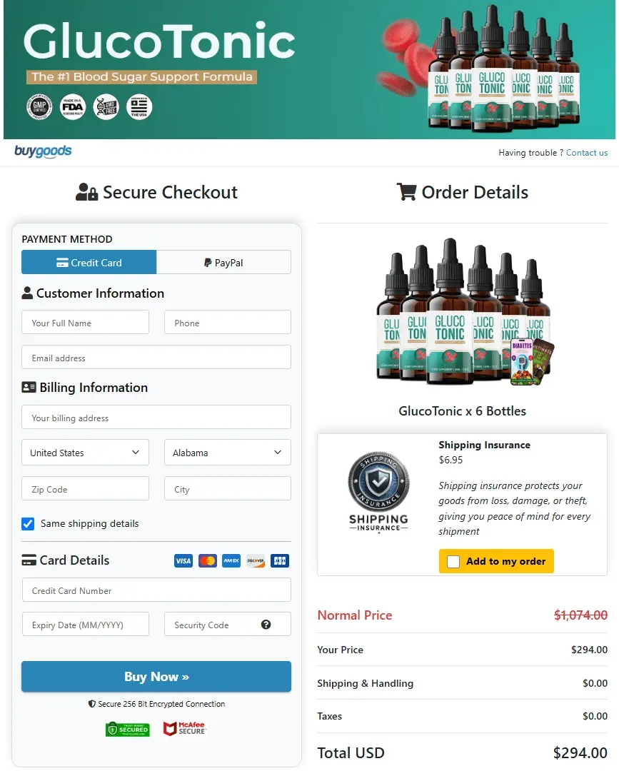 glucotonic glucototnic-secure-checkout-page